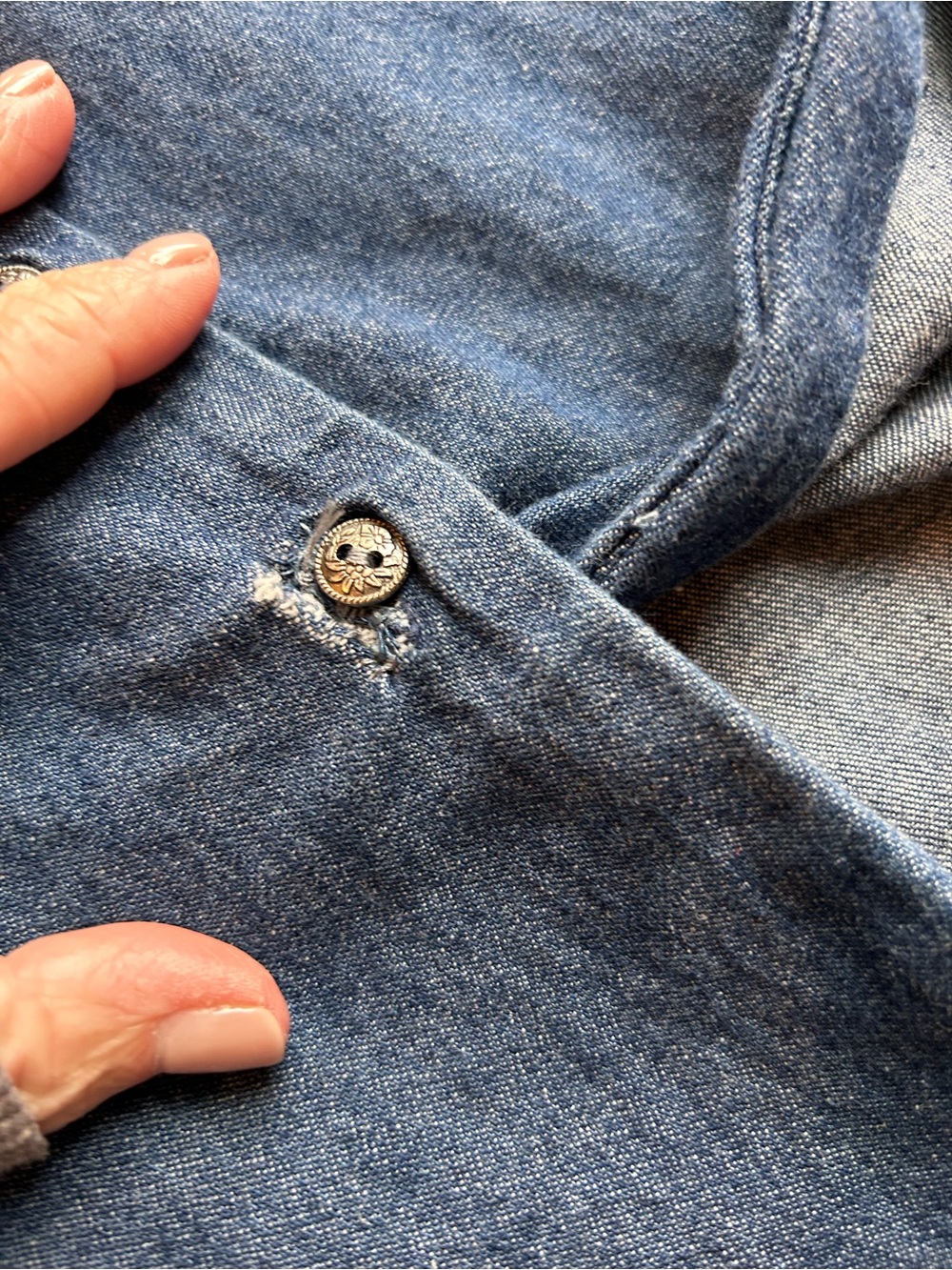 VTG Denim Pintucked Maxi Full Button Down Jumper Dress. Pockets. Cottagecore. 14 - Picture 10 of 10